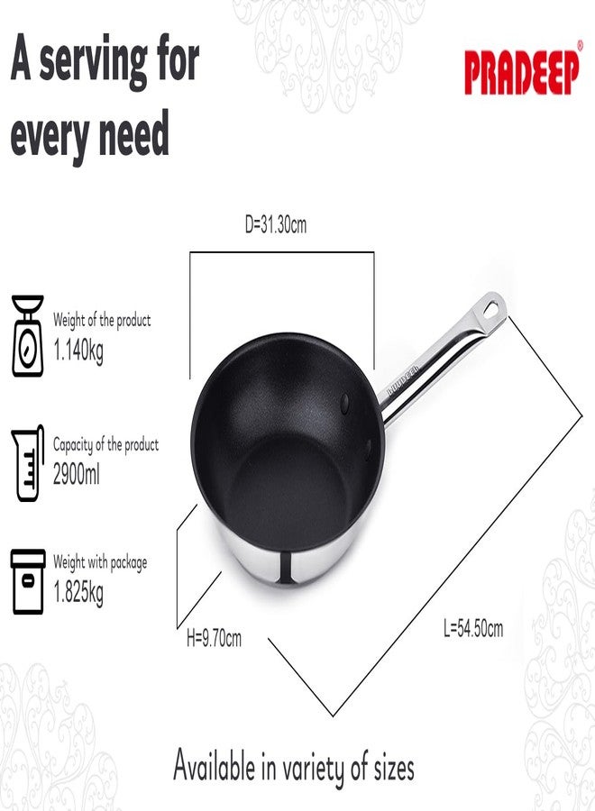 PRADEEP Stainless Steel Amico Non Stick Fry Pan 30CM/2.9Ltr| Induction Base|Omelette Pan|Gas&Induction Compatible|Scratch &Metal Spoon Friendly|Stainless Steel Stay Cool Handles - Image 4